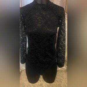 Victoria’s Secret Black Lace Body suit Large